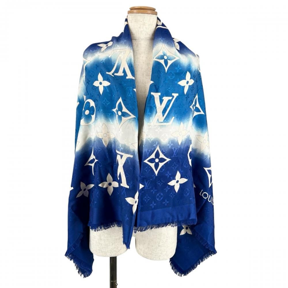 Louis Vuitton Shawl Monogram LV Escale Tie Dye Silk Wool Blue Scarf — view 2