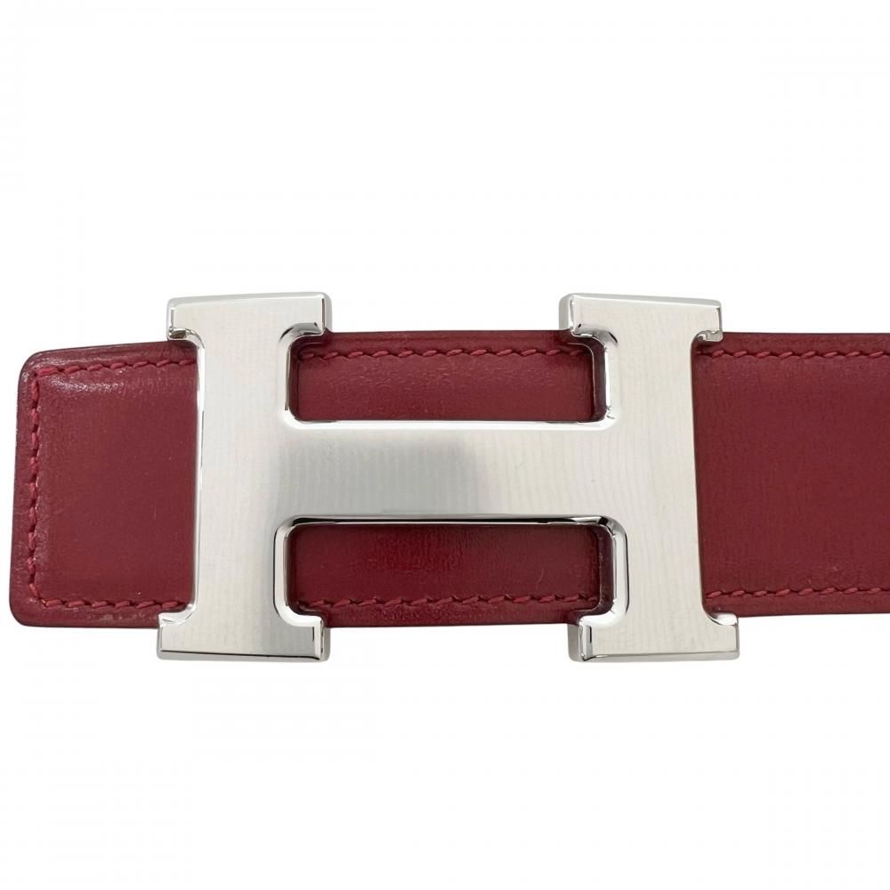 Hermes Belt Constance Reversible Leather Red Yellow Silver — view 2