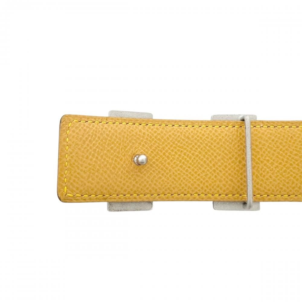 Hermes Belt Constance Reversible Leather Red Yellow Silver — view 3