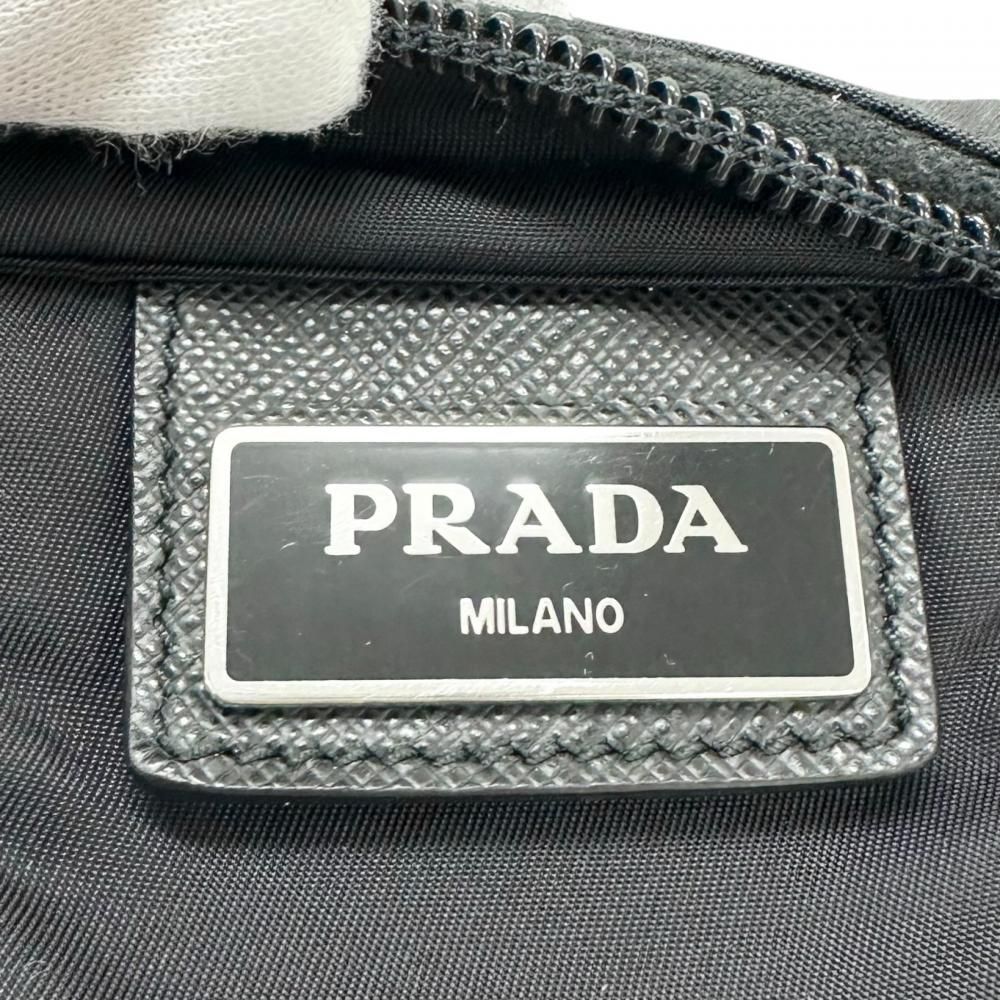 Prada Shoulder Bag Triangle Logo Crossbody Nylon Black Silver — view 7