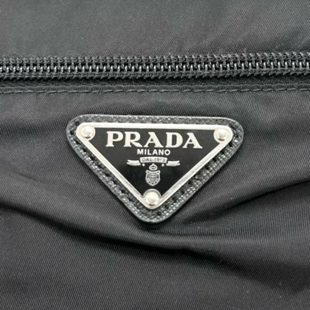 Prada Shoulder Bag Triangle Logo Crossbody Nylon Black Silver — view 6