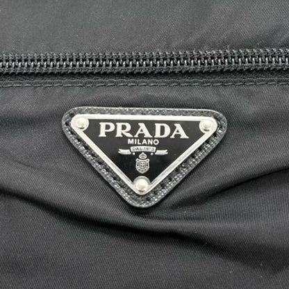 Prada Shoulder Bag Triangle Logo Crossbody Nylon Black Silver — view 6