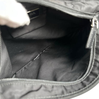 Prada Shoulder Bag Triangle Logo Crossbody Nylon Black Silver — view 5