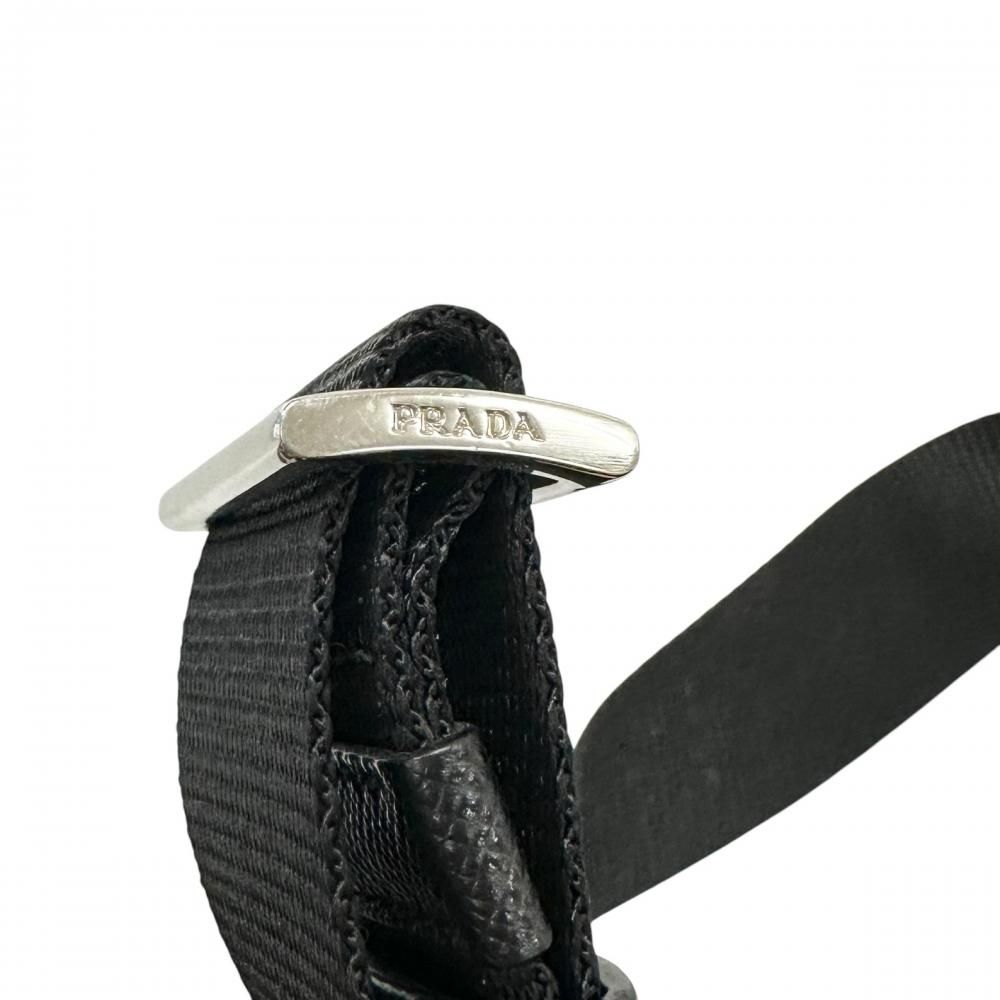 Prada Shoulder Bag Triangle Logo Crossbody Nylon Black Silver — view 8