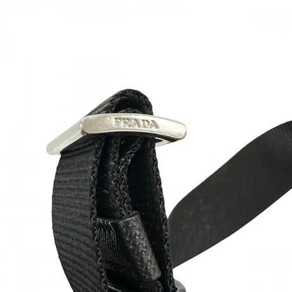 Prada Shoulder Bag Triangle Logo Crossbody Nylon Black Silver — view 8