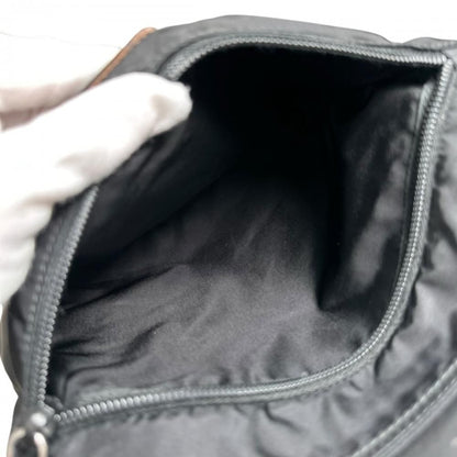Prada Shoulder Bag Triangle Logo Crossbody Nylon Black Silver — view 4