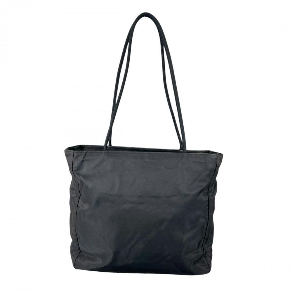 Prada Tote Triangle Logo Shoulder Nylon Black Silver — view 2