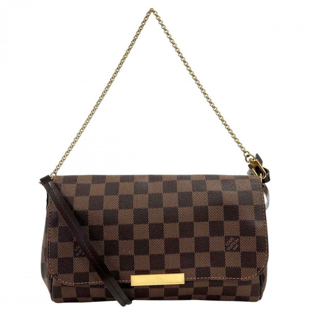 Louis Vuitton Shoulder Bag Damier Ebene Favorite MM Plaid Brown
