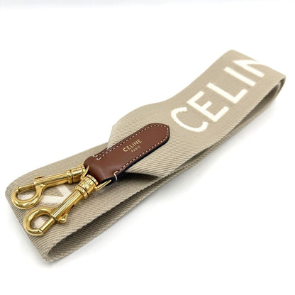 Celine Logo Shoulder Strap Canvas Beige Gold — view 2