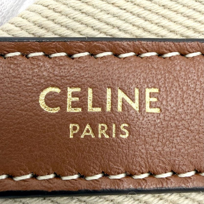 Celine Logo Shoulder Strap Canvas Beige Gold — view 3