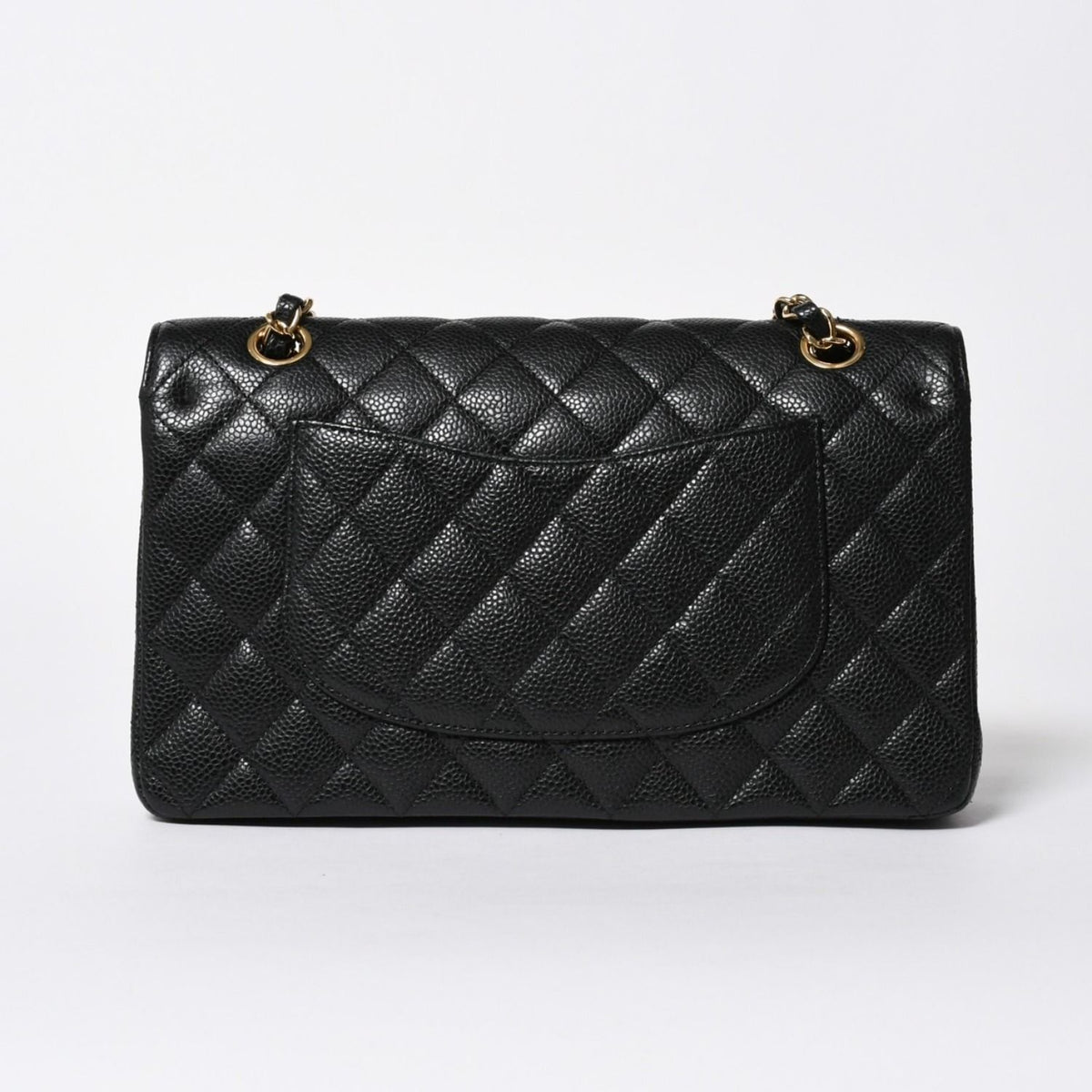 Chanel Quilted 25 Double Flap Chain Shoulder Bag CC Logo Caviar Leather Black — view 2