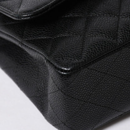 Chanel Quilted 25 Double Flap Chain Shoulder Bag CC Logo Caviar Leather Black — view 7