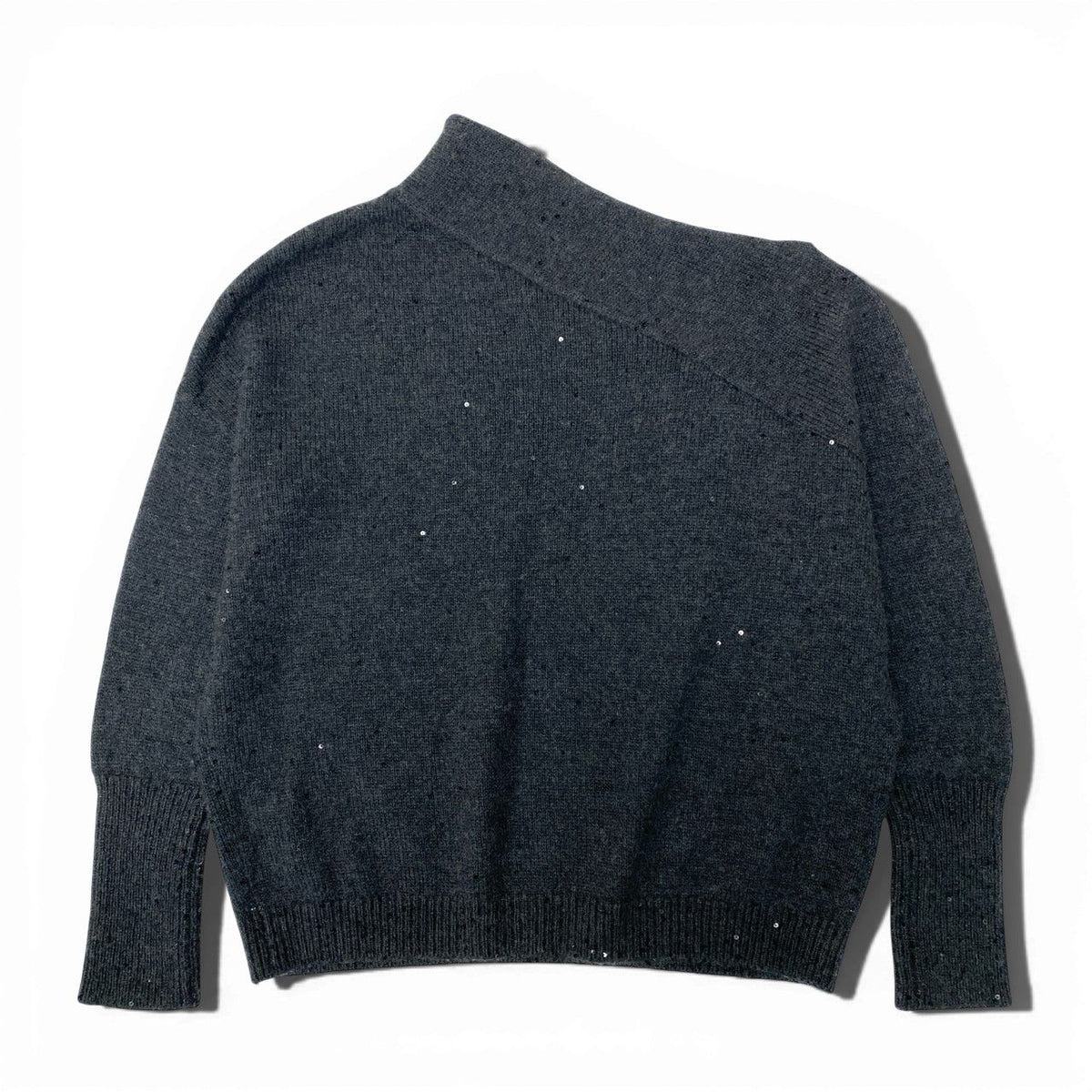 Brunello Cucinelli Sequin Design Cashmere Silk Knit Sweater XXS Gray Top — view 2