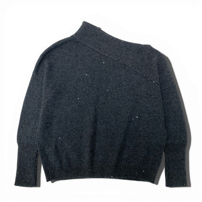 Brunello Cucinelli Sequin Design Cashmere Silk Knit Sweater XXS Gray Top — view 2