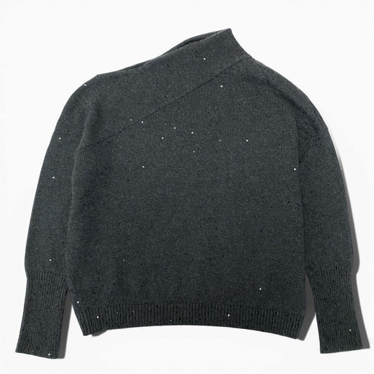 Brunello Cucinelli Sequin Design Cashmere Silk Knit Sweater XXS Gray Top