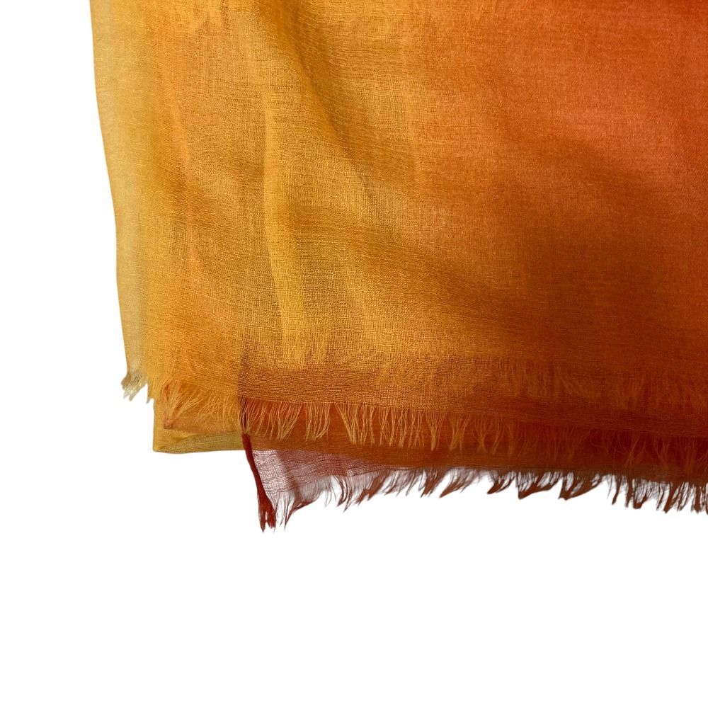 Loro Piana Cashmere 100% Gradation Large Shawl Orange Yellow Scarf — view 3