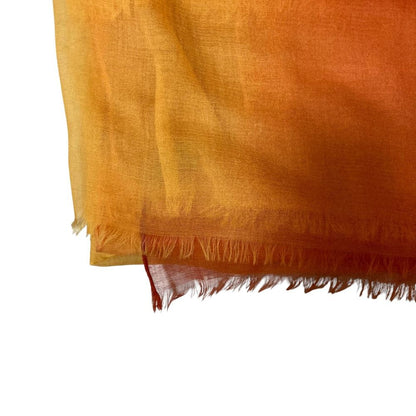 Loro Piana Cashmere 100% Gradation Large Shawl Orange Yellow Scarf — view 3