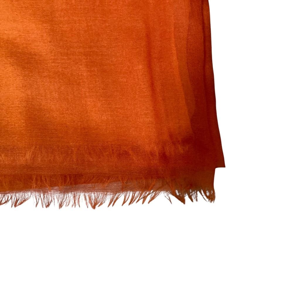 Loro Piana Cashmere 100% Gradation Large Shawl Orange Yellow Scarf — view 4