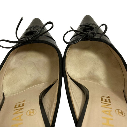 Chanel CC Logo Pointed Toe Sandals Black — view 8