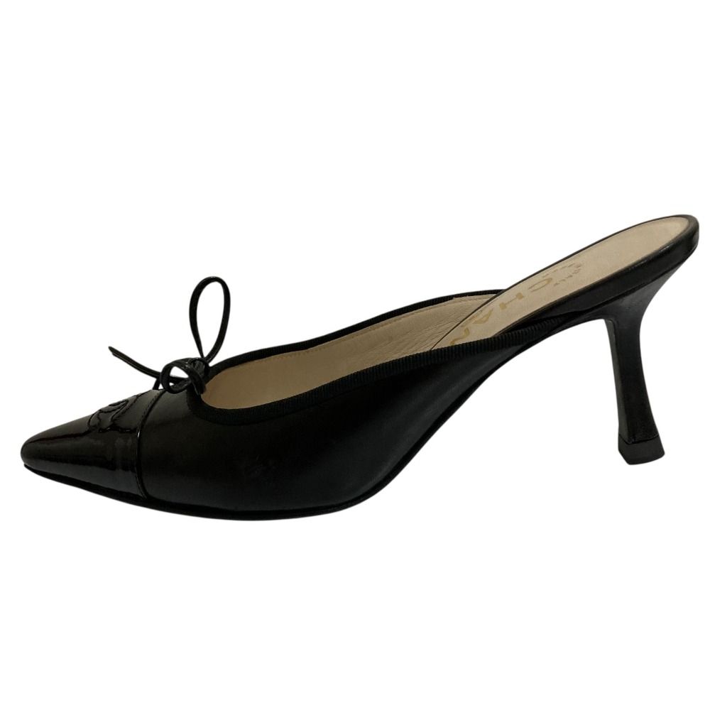 Chanel CC Logo Pointed Toe Sandals Black — view 4