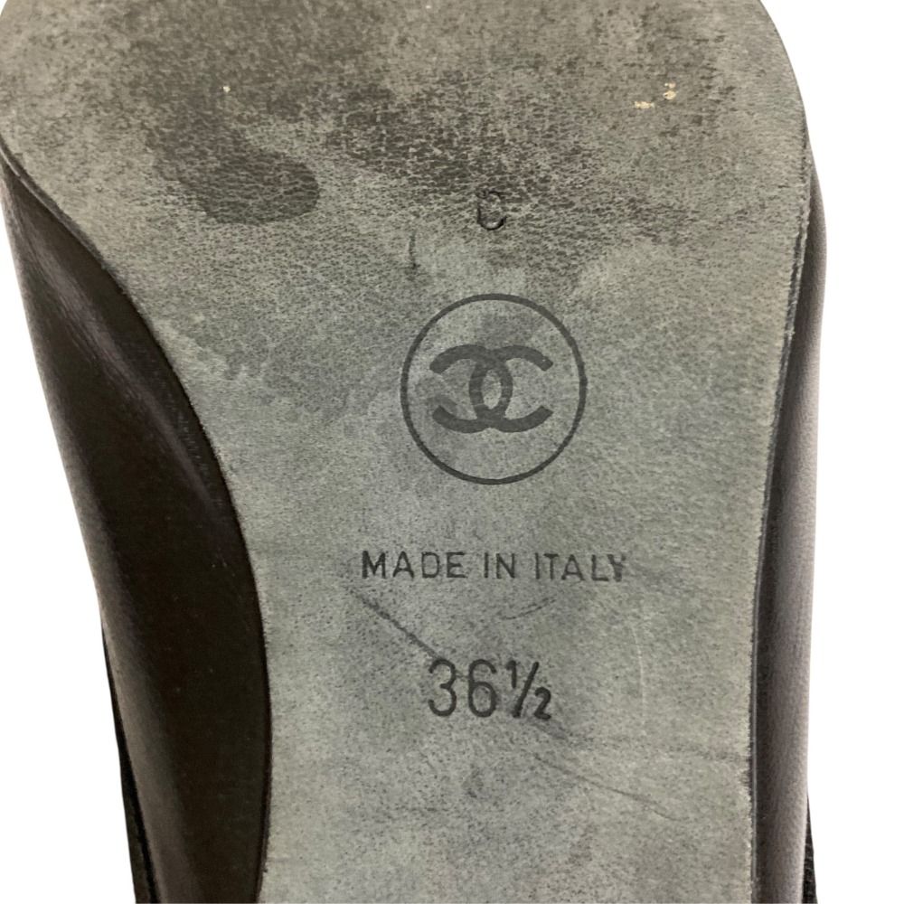 Chanel CC Logo Pointed Toe Sandals Black — view 6