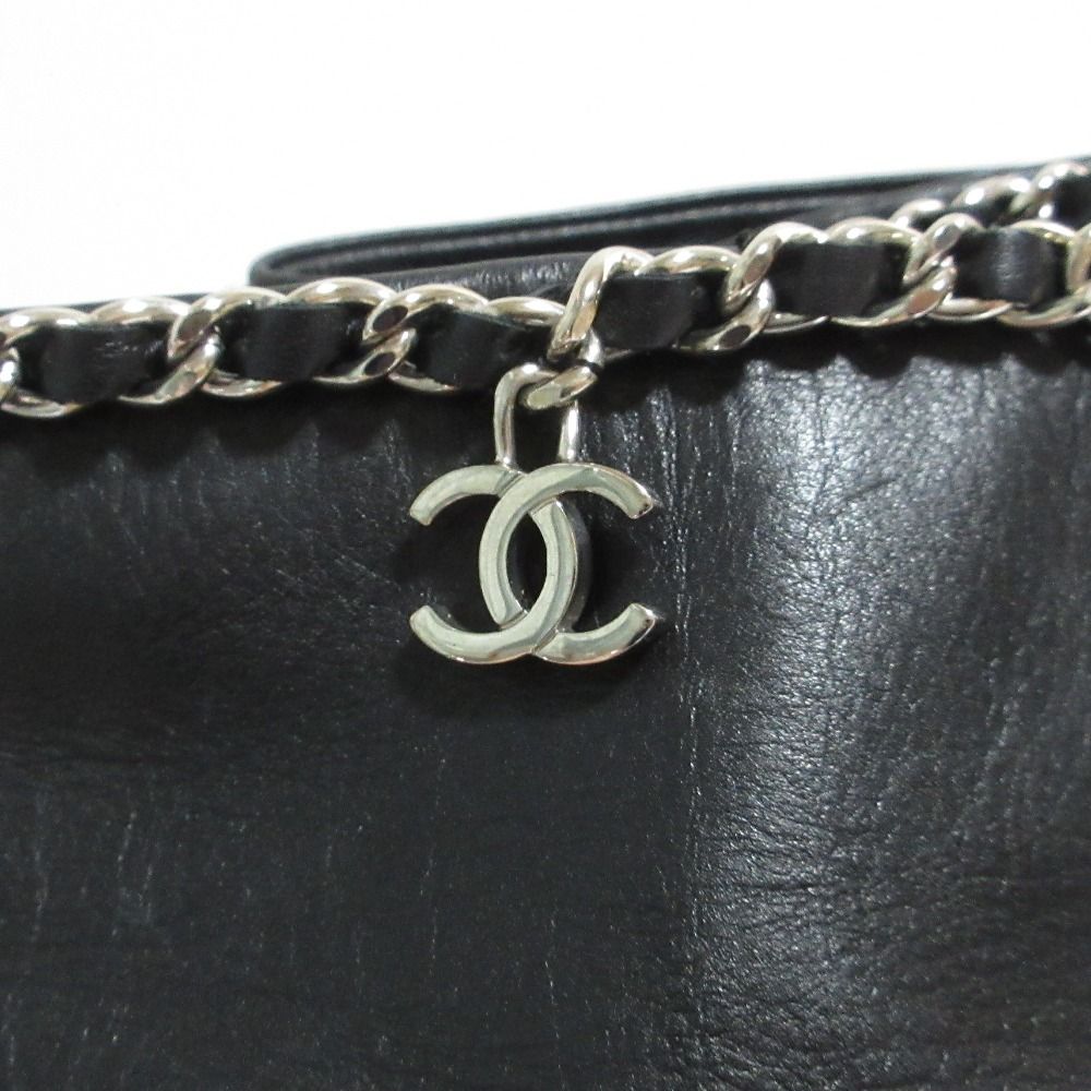 Chanel CC Logo Chain Decoration Leather Short Boots Small Black — view 7