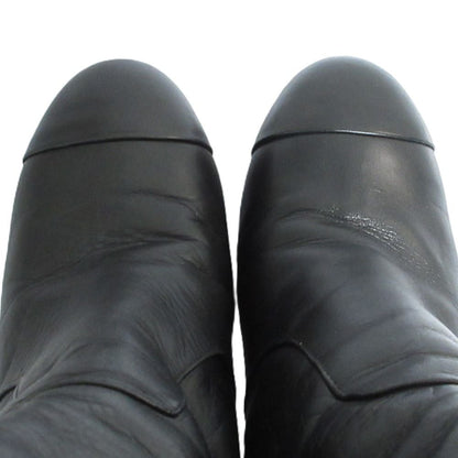 Chanel CC Logo Chain Decoration Leather Short Boots Small Black — view 4