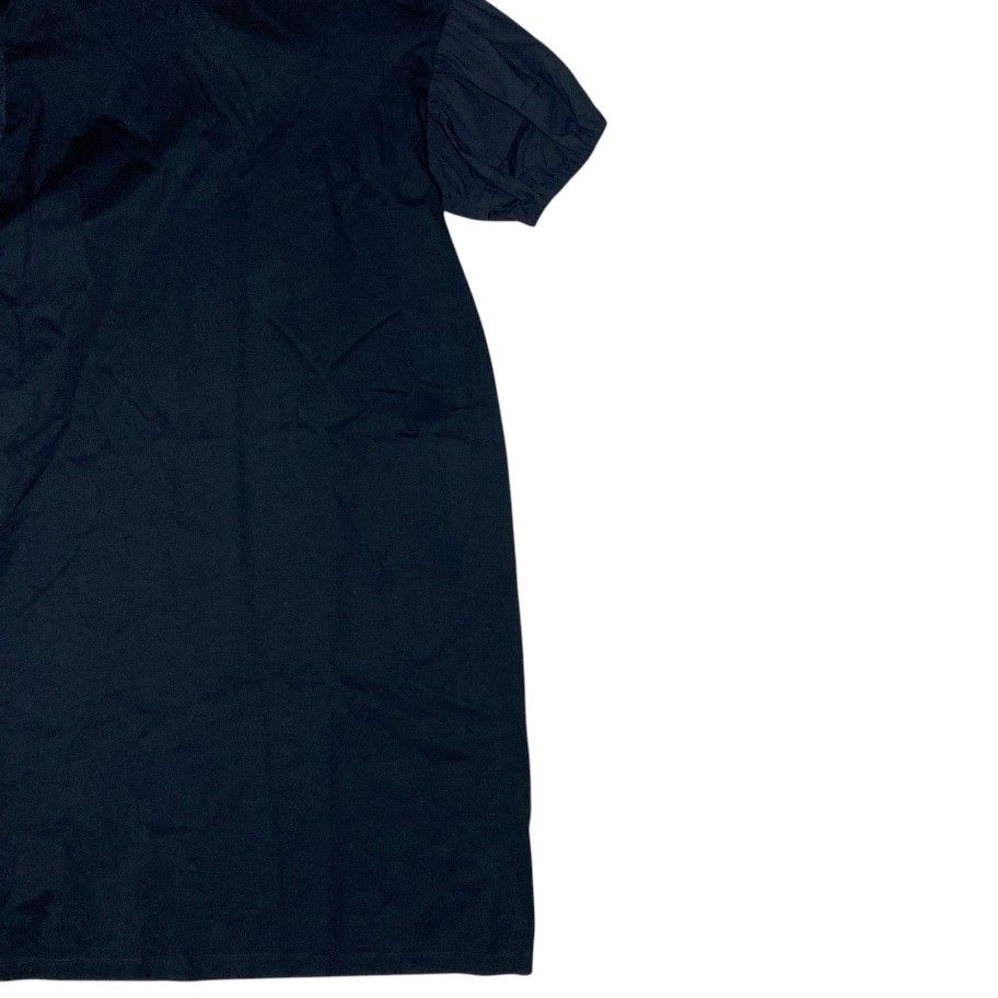 Prada Puff Sleeve Back Ribbon Long Dress Navy — view 3