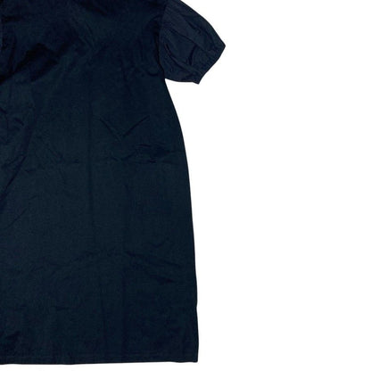 Prada Puff Sleeve Back Ribbon Long Dress Navy — view 3
