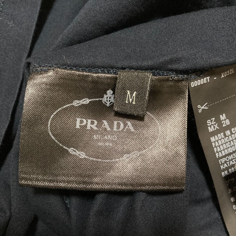 Prada Puff Sleeve Back Ribbon Long Dress Navy — view 5