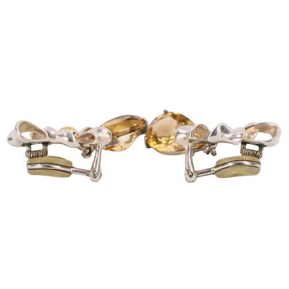Tiffany & Co Vintage Flower Ribbon Motif Citrine Earrings 925 Sterling Silver — view 7