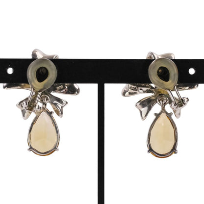 Tiffany & Co Vintage Flower Ribbon Motif Citrine Earrings 925 Sterling Silver — view 3