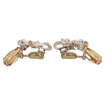 Tiffany & Co Vintage Flower Ribbon Motif Citrine Earrings 925 Sterling Silver — view 6