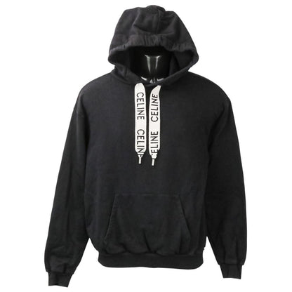Celine Logo Drawstring Loose Hoodie Pullover Black