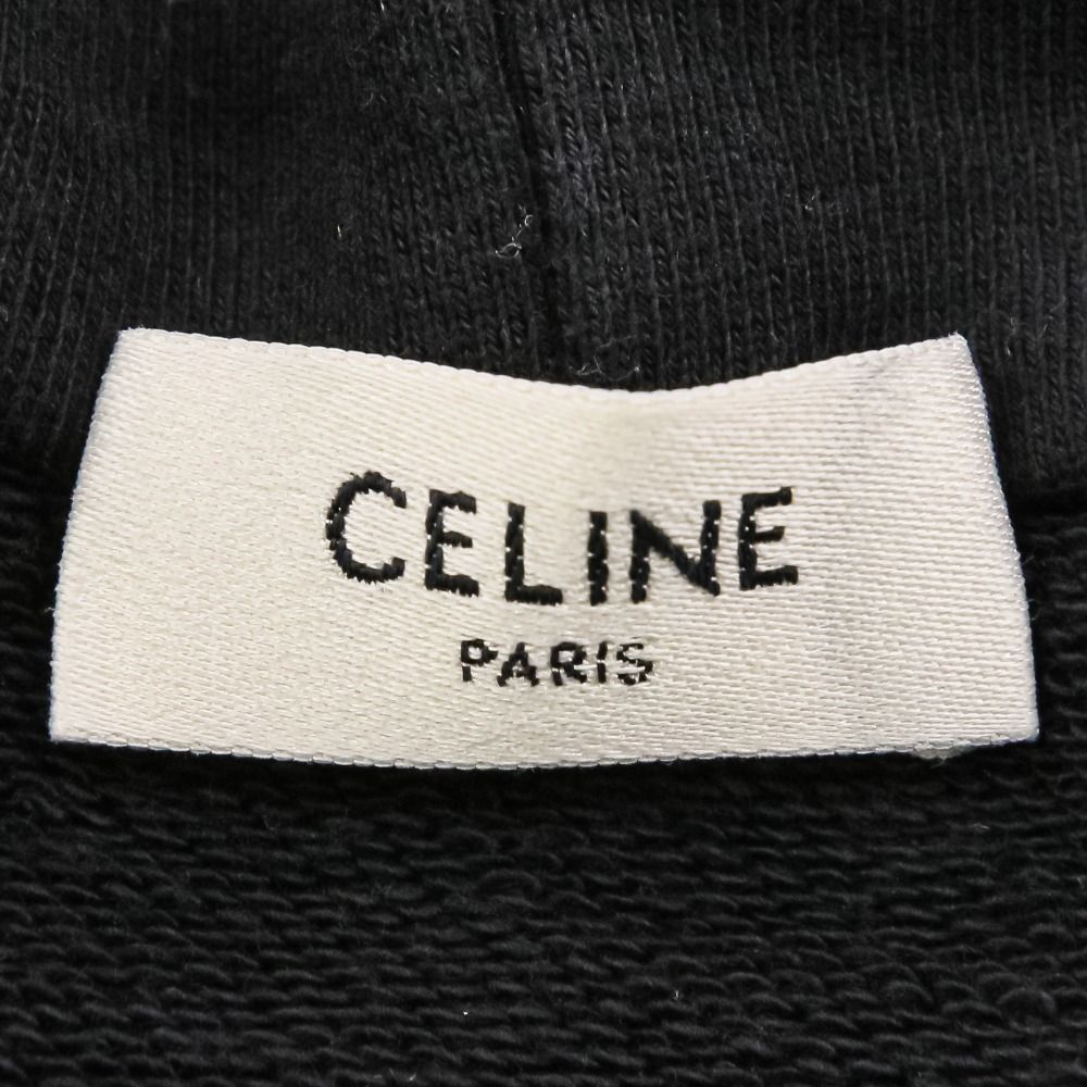 Celine Logo Drawstring Loose Hoodie Pullover Black — view 7
