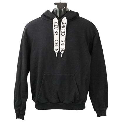 Celine Logo Drawstring Loose Hoodie Pullover Black — view 2