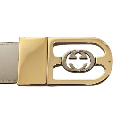 Gucci Interlocking G Reversible Belt White Black — view 3