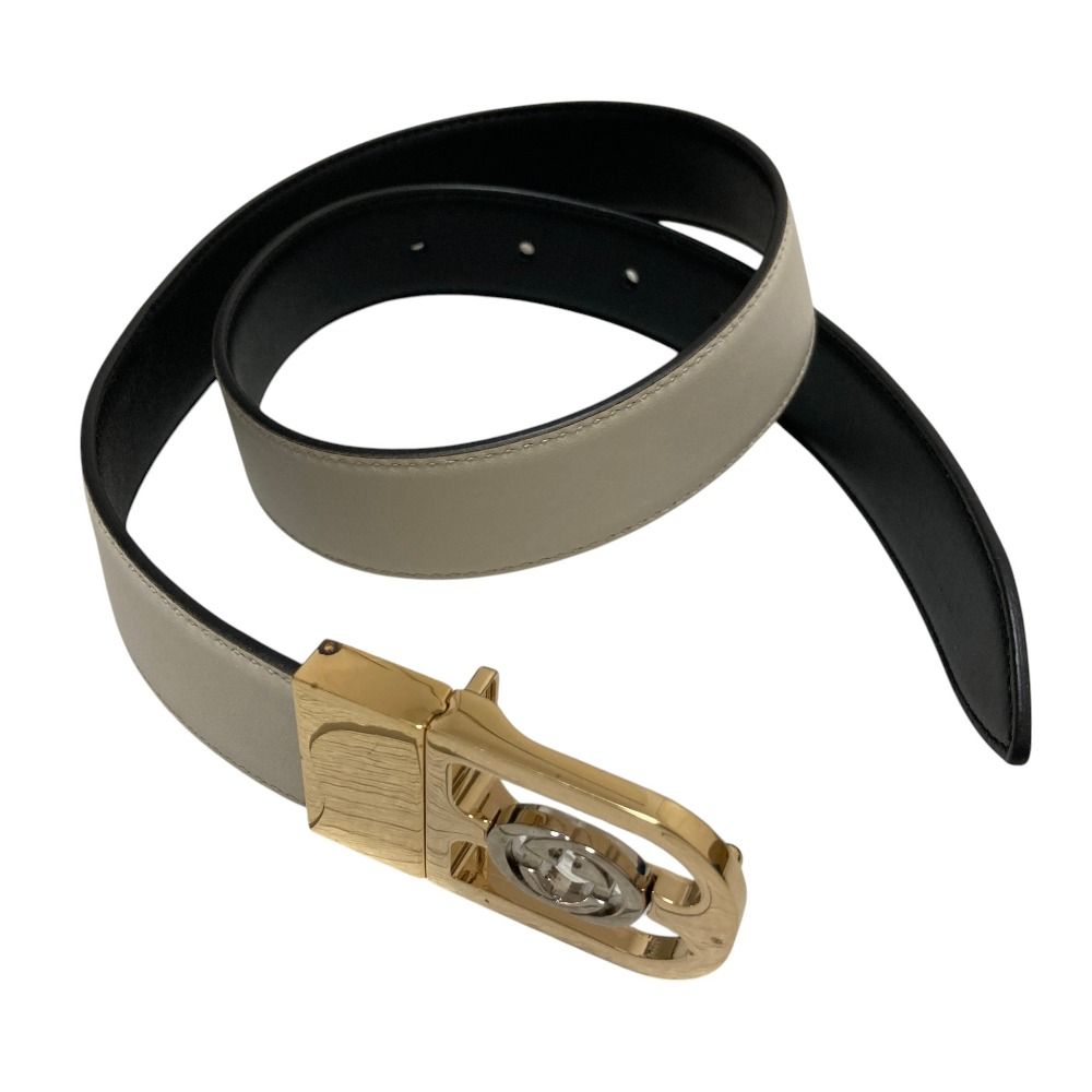 Gucci Interlocking G Reversible Belt White Black