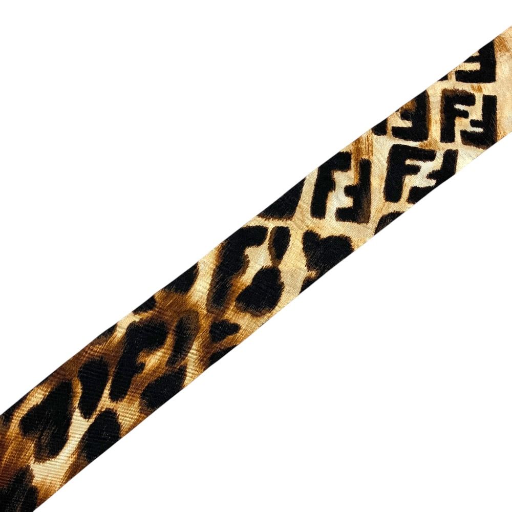 Fendi Rappy Leopard Zucca Pattern Narrow Scarf Brown — view 3