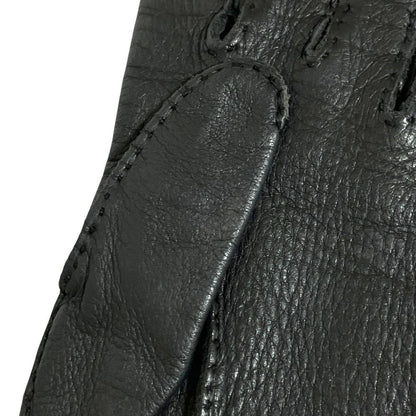 Hermes Sellier Buttons Deerskin Leather Gloves Black — view 4