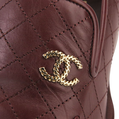 Chanel Quilted Stitch CC Logo Leather Loafers Bordeaux — view 7