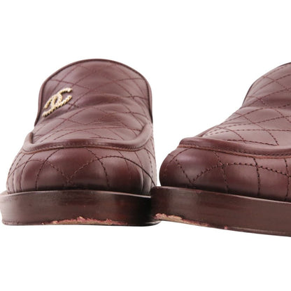 Chanel Quilted Stitch CC Logo Leather Loafers Bordeaux — view 6
