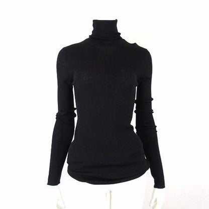 Prada Front Big Logo Super Fine Wool Silk Blend Turtleneck Sweater Long Sleeve