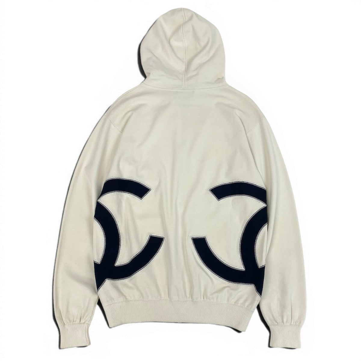 Chanel Ce1 CC Logo Double Zip Hoodie Big White — view 3