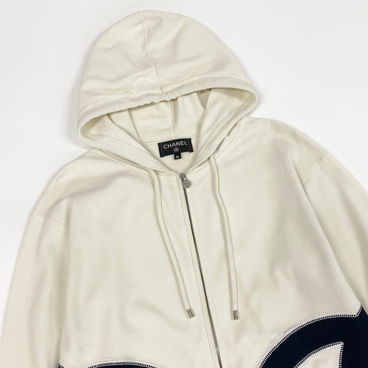 Chanel Ce1 CC Logo Double Zip Hoodie Big White — view 5