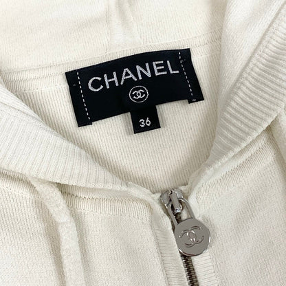 Chanel Ce1 CC Logo Double Zip Hoodie Big White — view 8