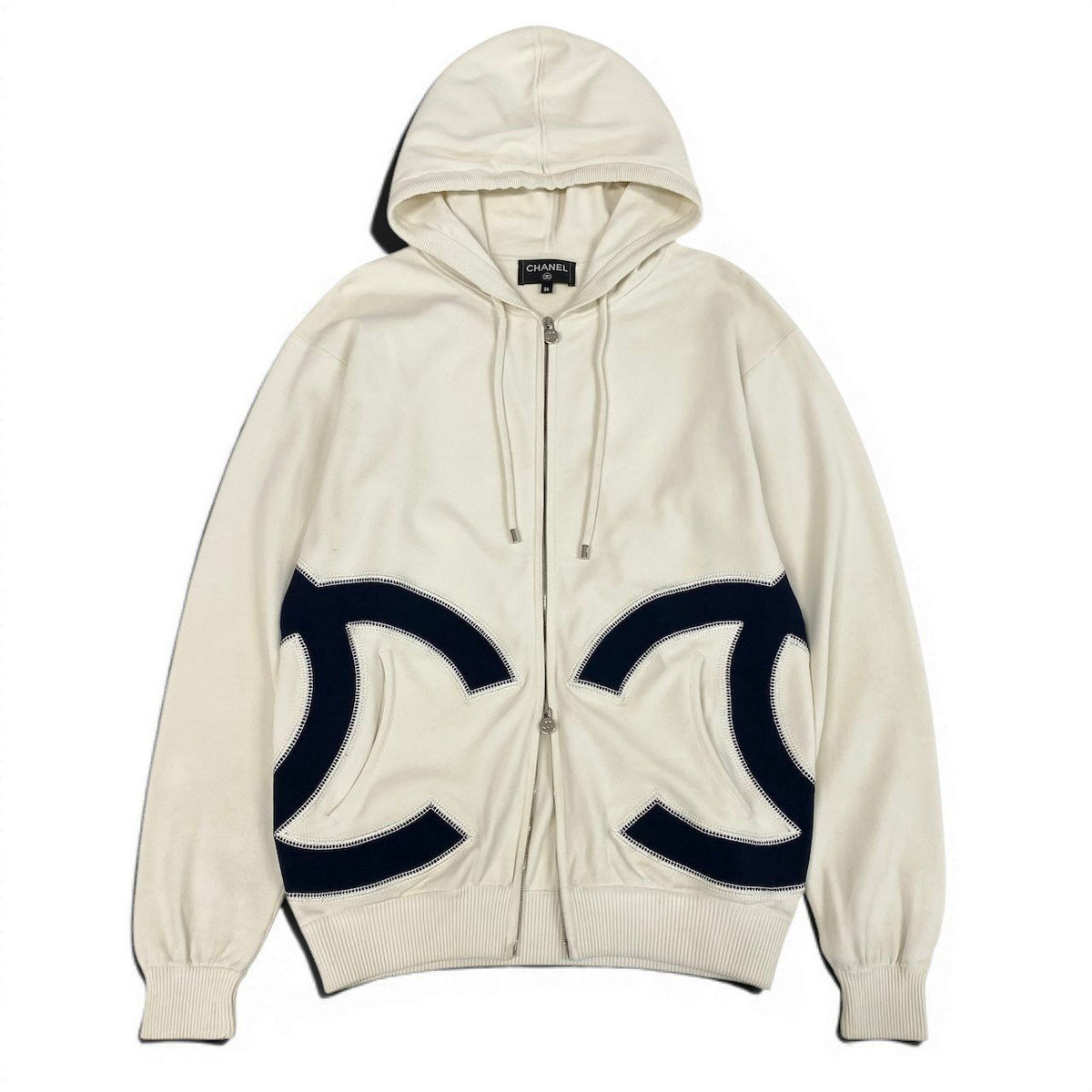Chanel Ce1 CC Logo Double Zip Hoodie Big White — view 2