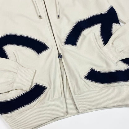 Chanel Ce1 CC Logo Double Zip Hoodie Big White — view 6