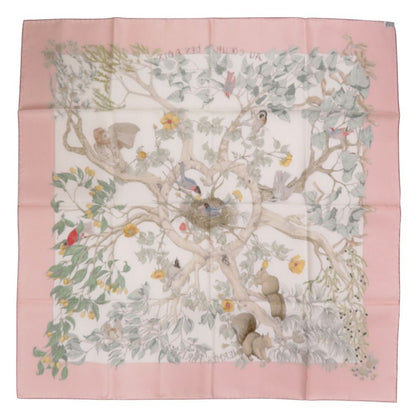 Hermes Carre 90 Au Cœur Des Bois in the Depths of the Forest Silk Pink Scarf — view 3