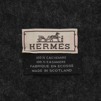 Hermes Cashmere Fringe Scarf Charcoal Gray AD — view 5